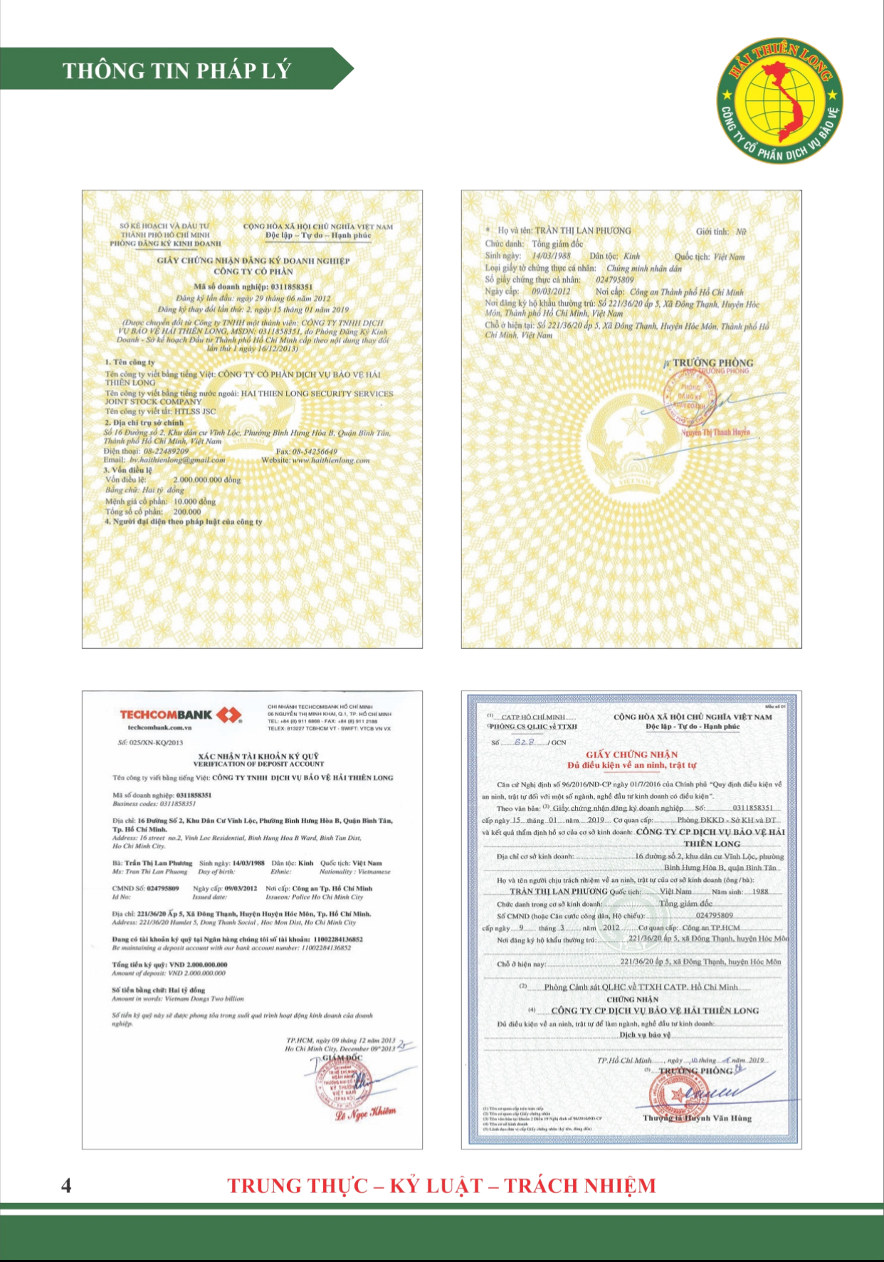 các chứng chỉ nghiệp vụ